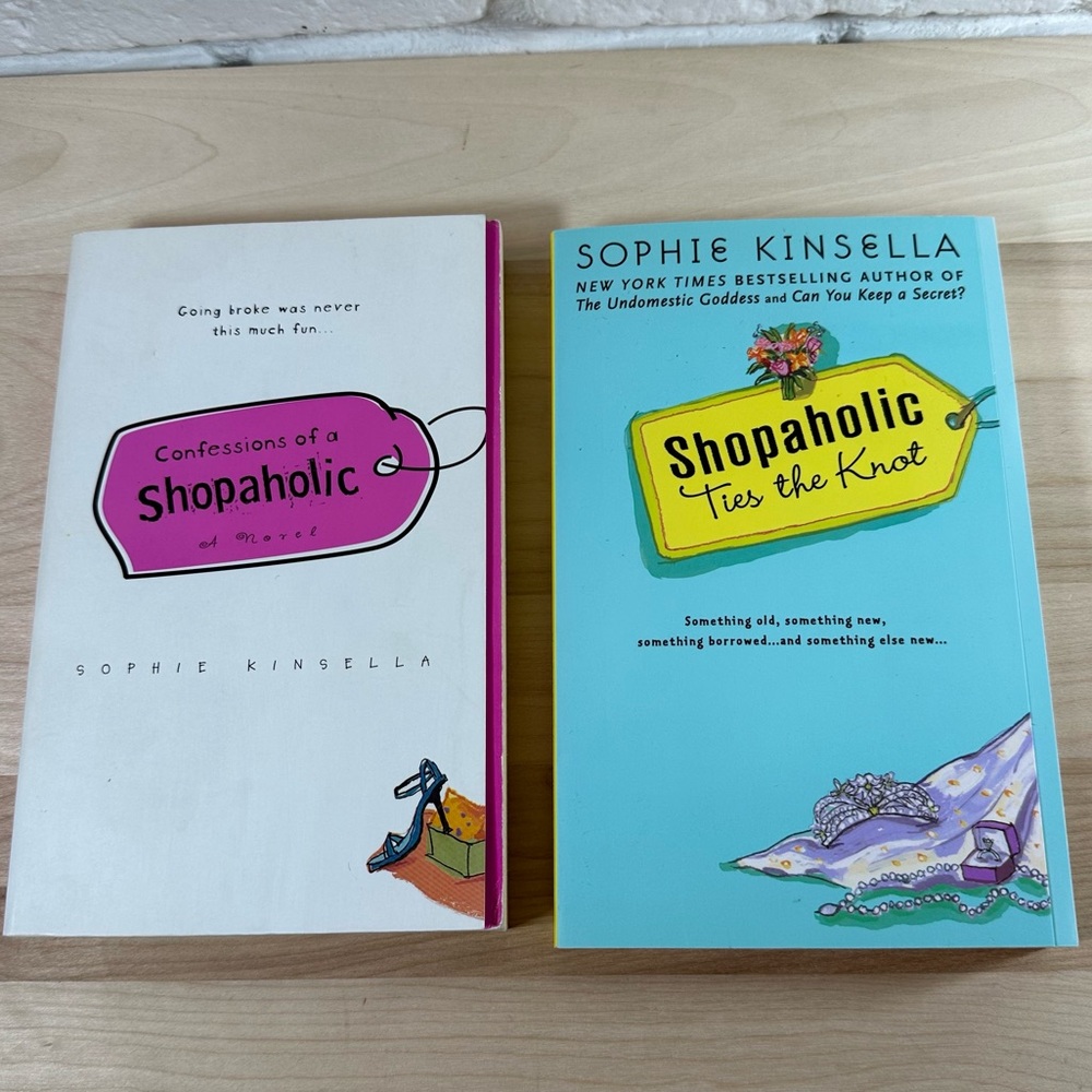 2 Trade Paperback Books from the Shopaholic series by Sophie Kinsella EUC